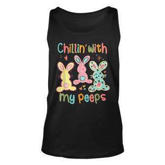 Chillin With My Peeps Squad Eggs Crew Bunny Easter Day Tank Top | Mazezy