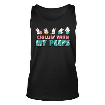 Chillin With My Peeps Happy Easter Bunny Peeps Unisex Tank Top | Mazezy