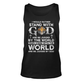 Christian I Would Rather Stand With My God Lion V2 Unisex Tank Top - Seseable