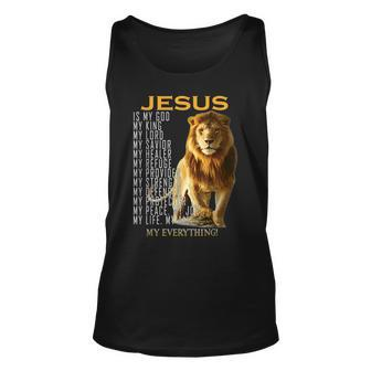 Christian Jesus Is My God King My Lord My Savior Lion Faith Unisex Tank Top - Seseable