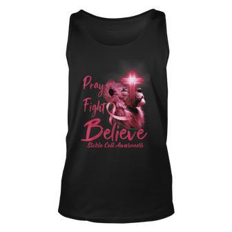 Christian Lion Cross Religious Quote Sickle Cell Awareness Unisex Tank Top - Seseable