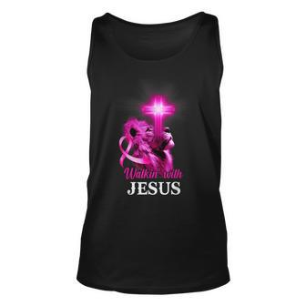 Christian Lion Cross Religious Saying Breast Cancer Unisex Tank Top - Seseable