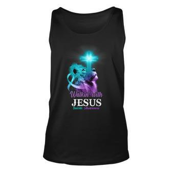 Christian Lion Cross Religious Saying Suicide Awareness Unisex Tank Top - Seseable