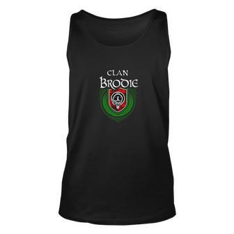 Clan Brodie Surname Scottish Clan Tartan Shield Ba Unisex Tank Top - Seseable