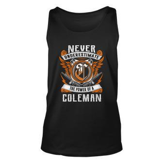 Coleman - Never Underestimate Personalized Name Unisex Tank Top - Seseable