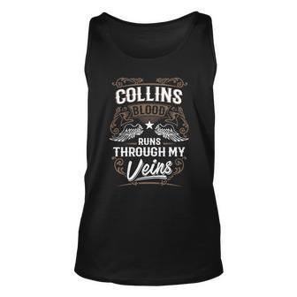 Collins Blood Runs Through My Veins Legend Name Gifts T Shirt Men Women Tank Top Graphic Print Unisex - Thegiftio UK