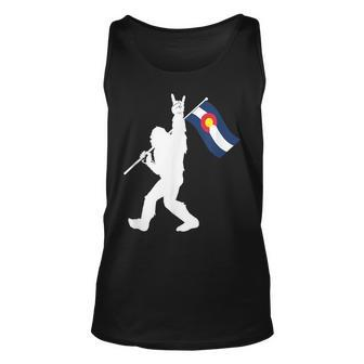 Colorado Bigfoot Rock And Roll Gift For Squatch Believers Unisex Tank Top | Mazezy