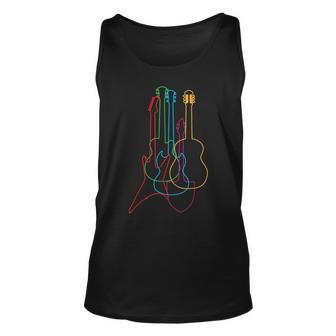 Colored Guitars Electric Acoustic Classical Gift Unisex Tank Top | Mazezy