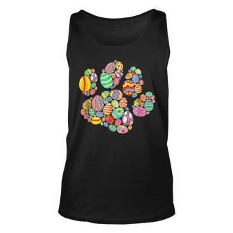 Colorful Egg Paw Print Funny Dog Cat Lovers Easter Day Gifts Unisex Tank Top - Seseable