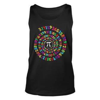Colorful Pi Swirl Pi Day & Math Lover Gifts Unisex Tank Top - Seseable