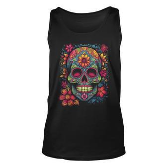 Colourful And Beautiful Sugar Skull Unisex Tank Top - Thegiftio UK