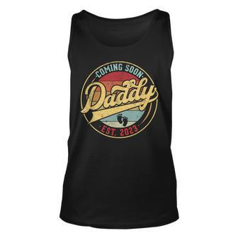 Coming Soon Daddy Est 2023 First Time Fathers Day New Daddy Unisex Tank Top - Thegiftio UK