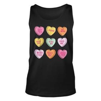 Conversation Hearts Cute Pink Heart Happy Valentines Day Unisex Tank Top - Seseable