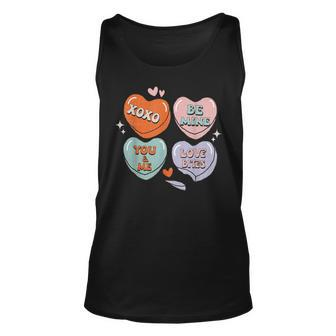 Conversation Hearts Groovy Valentines Day Couple Matching Unisex Tank Top - Seseable
