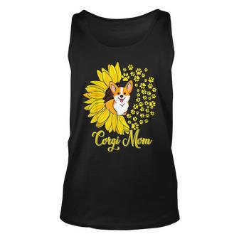 Corgi Mom Cute Corgi Dog Sunflower Happy Mothers Day Unisex Tank Top | Mazezy