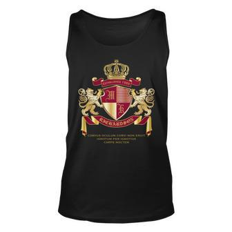Create Your Own Coat Of Arms Red Gold Lion Emblem Unisex Tank Top - Seseable