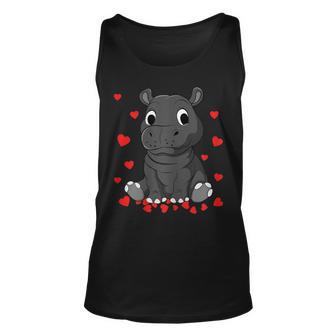 Cute Baby Hippopotamus Valentines Day Shirt For Hippo Lovers Tank Top | Mazezy