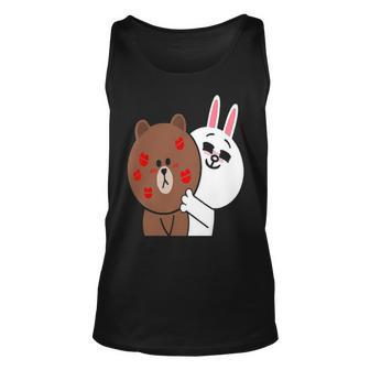 Cute Brown Bear Cony Bunny Rabbit Shower Me With Love Kisses Unisex Tank Top - Seseable