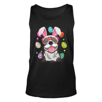 Cute Bunny Boston Terrier Dog Face Easter Eggs Easter Day Unisex Tank Top | Mazezy