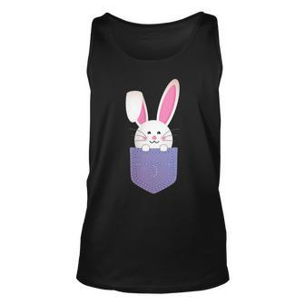 Cute Bunny In Pocket Funny Easter Bunny In Pocket Unisex Tank Top | Mazezy