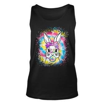 Cute Bunny With Bandana Heart Glasses Bubblegum Easter Day Unisex Tank Top - Seseable