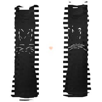 Cute Cat Face Outline Cat Whiskers And Ears Men Women Tank Top Graphic Print Unisex - Thegiftio UK