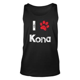Cute Dog Name Kona Pet Puppy Dog Paw Lover Quote Gift Men Women Tank Top Graphic Print Unisex - Thegiftio