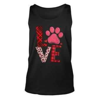 Cute Dog Owner Gift Valentines Day Cat Rescue Pawprint Unisex Tank Top - Seseable