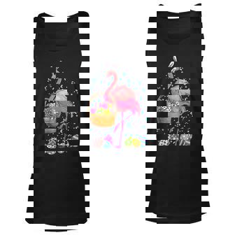 Cute Flamingo Bunny Eggs Happy Easter Egg Basket Hunting Unisex Tank Top | Mazezy