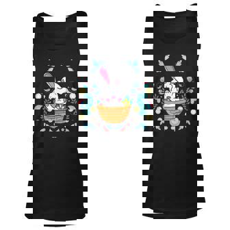 Cute Floral Bunny Happy Easter Day Bunny Rabbit Happy Easter Tank Top | Mazezy