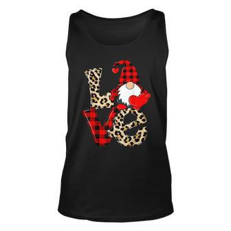 Cute Gnomes Valentines Love Leopard Plaid Couple Matching V4 Unisex Tank Top - Seseable