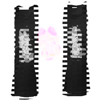 Cute Kawaii Cat Boba Bubble Milk Tea Anime Neko Kitten Unisex Tank Top - Seseable