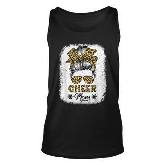 Cute Messy Bun Cheer Mom Funny Leopard Bandana Mothers Day Unisex Tank Top | Mazezy