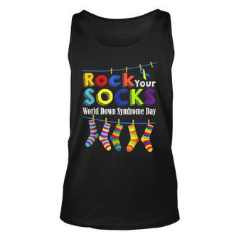 Cute Rock Your Socks 3 21 Trisomy 21 World Down Syndrome Day Tank Top | Mazezy