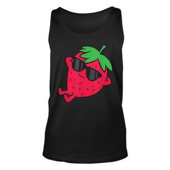 Cute Strawberry Fruit Relaxing Lazy Strawberry Unisex Tank Top | Mazezy