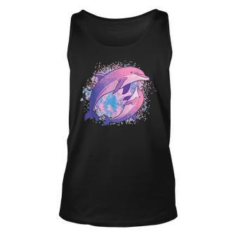 Cute Tie-Dye Dolphin Parent And Child Dolphins Unisex Tank Top | Mazezy