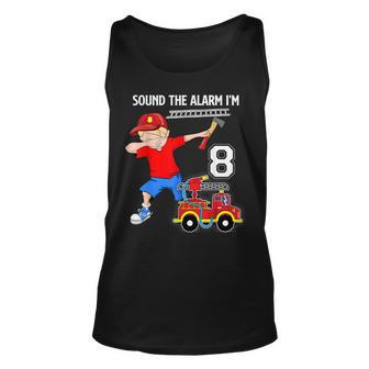 Dabbing Fire Fighter Truck 8 Years Old Birthday T Unisex Tank Top | Seseable CA