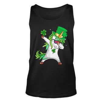 Dabbing Unicorn Leprechaun Hat Saint Patricks Day Shamrock Unisex Tank Top - Seseable