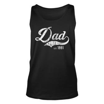 Dad Est 1991 Worlds Best Fathers Day Gift We Love Daddy Unisex Tank Top | Mazezy