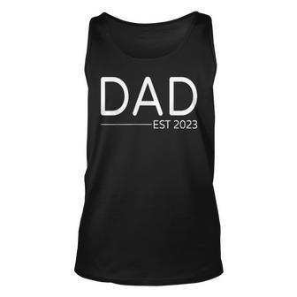 Dad Est 2023 First Fathers Day 2023 Promoted To Daddy Unisex Tank Top - Seseable