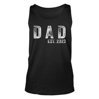 Dad Est 2023 First Fathers Day 2023 Promoted To Daddy Unisex Tank Top | Mazezy