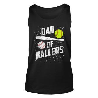 Dad Of Ballers Funny Baseball Softball Game Fathers Day Gift Unisex Tank Top - Seseable