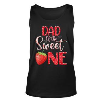 Dad Of The Sweet One Strawberry Dad Birthday Unisex Tank Top - Thegiftio UK