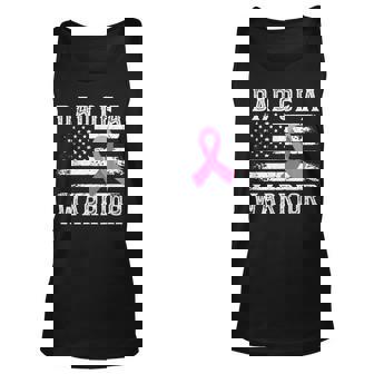 Dad Of Warrior Breast Cancer Usa Flag Pink Ribbon Vintage Unisex Tank Top - Seseable