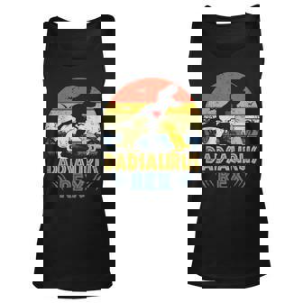 Dad Saurus T Rex Dinosaur Dad 2 Kids Family Matching V2 Unisex Tank Top | Mazezy