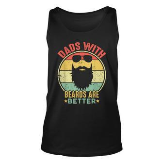 Dads With Beards Are Better Vintage Funny Fathers Day Joke Unisex Tank Top - Seseable