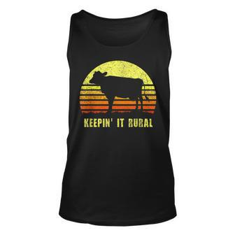 Dairy Cow Retro Farming Ranching Sunset Vintage Farmer Gifts Unisex Tank Top - Seseable