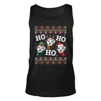 Dalmatian Dog Ho Ho Ho Merry Christmas Dad Mom Ugly Sweater Unisex Tank Top | Mazezy