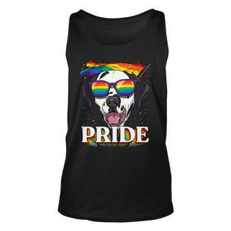 Dalmatian Funny Dog Lgbt Dalmatian Gay Pride Lgbtq Rainbow Flag Sunglasses 12 Dalmatian Lover Unisex Tank Top - Monsterry