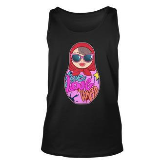 Damen Bunte Graffiti Püppchen Punk Matroschka Sprayer Puppe Tank Top - Seseable